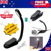 USB Rechargeable | Mini Portable Black Clip-On Reading Book Lamp | 3 Light Mode