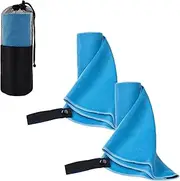 2PCS Quick Dry Microfiber Gym Towel 40x80CM - Lightweight, Soft & Absorbent Sports Towel for Gym, Yoga, Camping, Swimming - Compact Travel Towel for Backpacking & Beach - Blue
