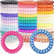 JOYOYO 40 Pack Spiral Hair Ties,Coil Hair Bands Waterproof Hair Accessories for Women Girls,Phone Cord Ponytail Holders Hair Coils Elastics for Girls Kids Teens All Hair Type