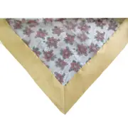 Gold Poinsettia Sheer Organza Glitter Table Cloth 150 x 213 cm