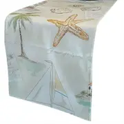CottonMore 100% Cotton Sateen Dining Table Runner 190x31cm Starfish Pattern