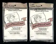 (2) Vintage SATIN Pillowcase SET White Pillow Case STANDARD Cover NOS Made USA