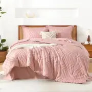 Full Size Comforter Set with Sheets - 7 Pieces Bed Full (79"x90") Blush Pink