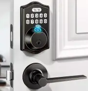 keyless Entry Door Lock deadbolt with Handle Set-Front Smart Door Locks for F...