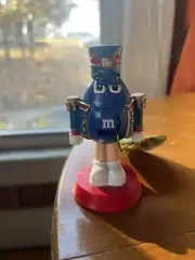 Blue M&M’s Christmas Nutcracker Figurine Candy Decoration Resin Vintage