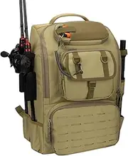 onedayHI Fishing Backpack with Rod Holders,40L Large Water-Resistant Fishing Tackle Bag with Cooler,Tackle Box Backpack,Khaki