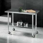 Cefito 1219x610mm Stainless Steel Kitchen Bench with Wheels 304