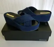 Kenneth Cole NY Damariss Marine Platform Wedge Slides Sandals Womens Shoes sz 7