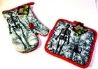 Kmart Halloween Pot Holder and Oven Mitt Totally Ghoul NWT NOS Skeleton Spiders