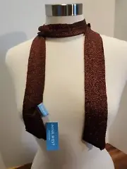 Nine West Brown Copper Metallic Thin Knit Scarf NWT