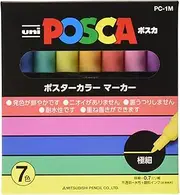 Uni Posca Paint Marker Pen, Extra Fine Point, Set of 7 Natural Color (PC-1M 7C)