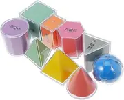 Operitacx 9pcs Geometry Model Math Cubes Kindergarten Supplies Platonic Solids Base Ten Blocks for Math Wood Pattern Blocks Geometric Counting Blocks Linking Cubes Plastic