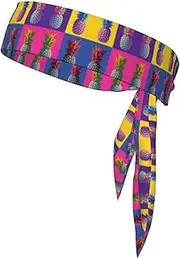 Colorful Pineapple Pattern Sports Strap Double-Sided Headscarf Men's Bow Tie Sports Headscarf Running Yoga Exercise Headband