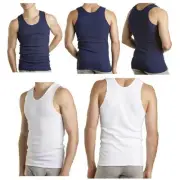 Mens Bonds 3 Pack White Navy Chesty Cotton Singlets Underwear Men's Singlet Tee