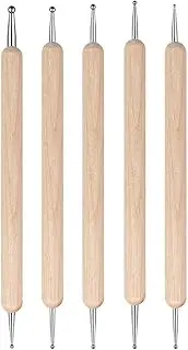 5 Pcs Double Head Ball Stylus Wooden Embossing Stylus Dotting Tools for Pottery Clay Craft