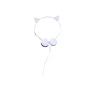3.5mm Wired Cute Cat Ear Shape Headphone with Microphone Music Phone Headset- Blue