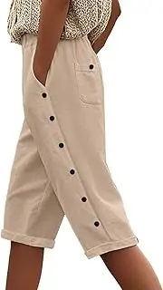 [Generic] Ladies White Leggings 3/4 Trousers for Women Summer Flared Yoga Pants Plus Size Black Womens High Waisted Multipack Linen Cropped Petite Grey Gym with Pockets Harem Long
