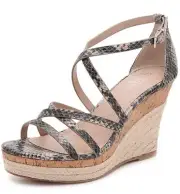 Charles David Leawood Nude Multi Snake Cork Espadrille Platform Wedge Sandal