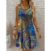 Women's Mini Dress Sundress A Line Dress Summer Dress Vacation Casual Boho Party Holiday Date Regular Fit Graphic Geometric Boho Paisley Damask Sleeveless U Ne