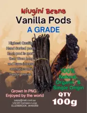100g of A GRADE VANILLA BEAN PODS* HIGH GRADE*QUALITY*SINGLE ORIGIN*PNG Origin*