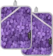 Pot Holders Heat Resistant New Brunswick Purple Violet Summer Flowers Potholders for Kitchens with Pockets Hot Pads for Cooking Oven Mitts 2 Pack
