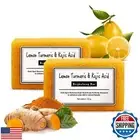Rccilucki 2PCS Lemon Turmeric Kojic Soap,Turmeric Soap Bar,Natural Gentle Cle