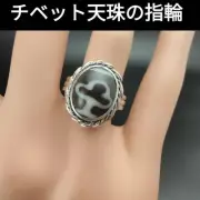 Bodhi Dzi Beads Ring, Matte Finish, Natural Stone, Feng Shui Amulet, Unique