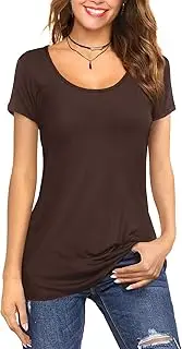 [Amoretu] Women's Plain Cotton Short Sleeve Shirts Tee Tops Scoop Neck T-Shirts
