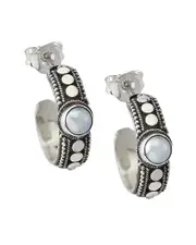 Samuel B. Silver 4mm Pearl Dot Hoops