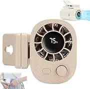 Car Clip on Fan with LED Display - 360° Rotation, Car Seat Fan, USb Rechargeable Mini Fan, With Clip, for Cars, Clothes, Backpack, Umbrella, Etc (Apricot)