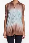 Young Fabulous and Broke Bly Top Coffee Light Blue Jersey V neck Dolman Brown