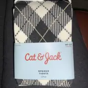 Cat & Jack Toddler Girls Size 4T-5T Black White Opaque Footed Tights 1 Pair