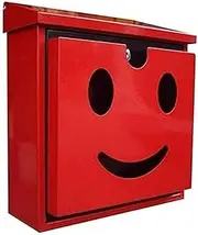 Exquisite Mailbox Wall Mounted Mailbox Post Box Galvanized Sheet with Lock Letter Box Creative Smile Drop Box Outdoor Parcel Box Suggestion Box Safer