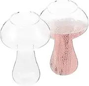 2pcs Cocktail Glasses Mushroom Shaped Cocktail Glass Drinking Cups Transparent Drinkware for Bars, Parties, Cafes, Restaurants, and Home Use with Smooth Lip Stable Thickened Base