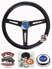 1982-1994 Blazer S-10 pickup steering wheel BLUE BOWTIE 13 1/2" MUSCLE CAR BLACK