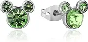 [Disney] Women's Mickey AUG Birthstone earrings Stud Earrings, Silver, 1CM