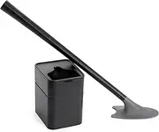 [Broombi] Sani-Flex Toilet Brush Squeegee and drip-Less Holder Set with a Patented Silicone Bristle-Free Head - no Mess, no clinging gunk or Poo, Super Clean Solution (Black)