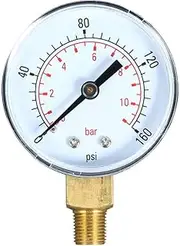 0~160psi 0~11bar Dual Scale Mechanical Pressure Gauge Pool Filter Aquarium Water Air Gas Pressure Gauge Meter 1/8 inch NPT Bottom Mount