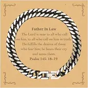 [Generic] Cuban Link Chain Bracelet, Perfect Father In Law Gifts, Engraved Psalm 145: 18-19, Inspirational Jewelry for Birthday, Christmas, Graduation, Veterans Day, Easter, Confidence Booster, Hope and Fai,