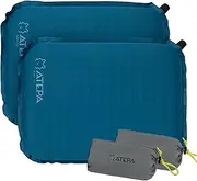 ATEPA Inflatable Seat Cushion Lightweight Self-Inflating Seat Cushion for Stadium Camping, Bleachers, Airplane Travel, Waterproof Portable Chair Pad (Blue 2 Pack)
