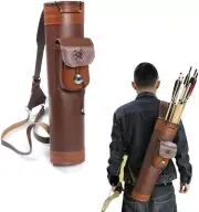 Handmade Leather Back Quiver - Large Pouch for Arrows, Brown, Traditional Style