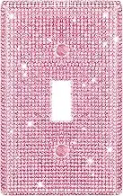 2pcs Shiny Pink Rhinestones Light Switch Cover Plate Light Switch Cover Single Toggle switch Plate Decorative Wall plate Colored Bling Crystal Receptacle Covers for Bedroom Bathroom Kitchen Home Decor