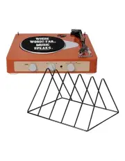 Brad MKII Record Player - Tangerine + Gadhouse Vinyl Rack Bundle - Black