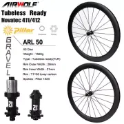 AIRWOLF Carbon Gravel Wheelset Tubuless Road Bike Disc Brake Novatec411/412 50mm