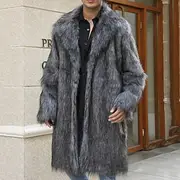 Men's Winter Coat Winter Jacket Faux Fur Coat Outdoor Daily Wear Warm Pocket Fall Winter Plain Fashion Streetwear Lapel Regular Black White Yellow Brown Light