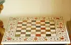 24" Chess Board white Marble chess Table Top inlay Home room decor k37