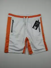 Seven 7 Souls Athletic Shorts Men's White Orange Size Medium Zip Pockets