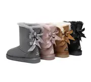 EVERAU® Double Baily Short Back Bow Sheepskin Women Boots