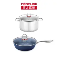 在飛比找momo購物網優惠-【NEOFLAM】Inox系列28cm炒鍋+玻璃蓋(不挑爐具