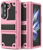 for Samsung Z Fold5 Fold5 Non-Slip Hinge Protection Phone Case for Samsung Galaxy Z Fold 5 Kickstand Armor Cover,Pink and Black,for Galaxy Z Fold 5